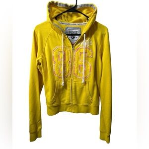 Vintage 2008 Victoria’s Secret Pink Zip Hoodie Yellow with Tie Dye Pink Details